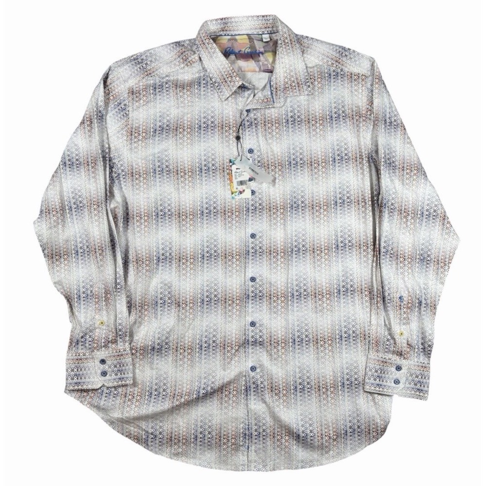 Robert Graham Forsyth Mens 3XLT Classic Fit Multicolor Geometric AOP Shirt NWT